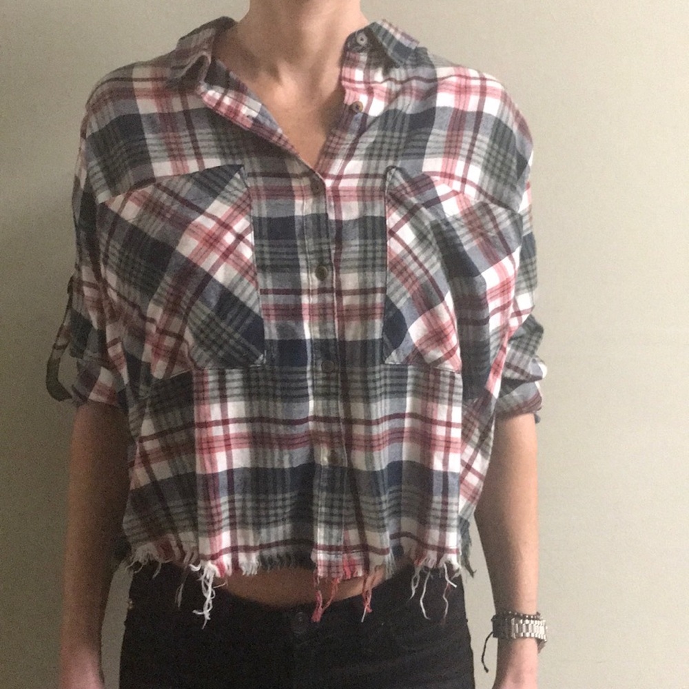 Plaid buttoned down collared shirt